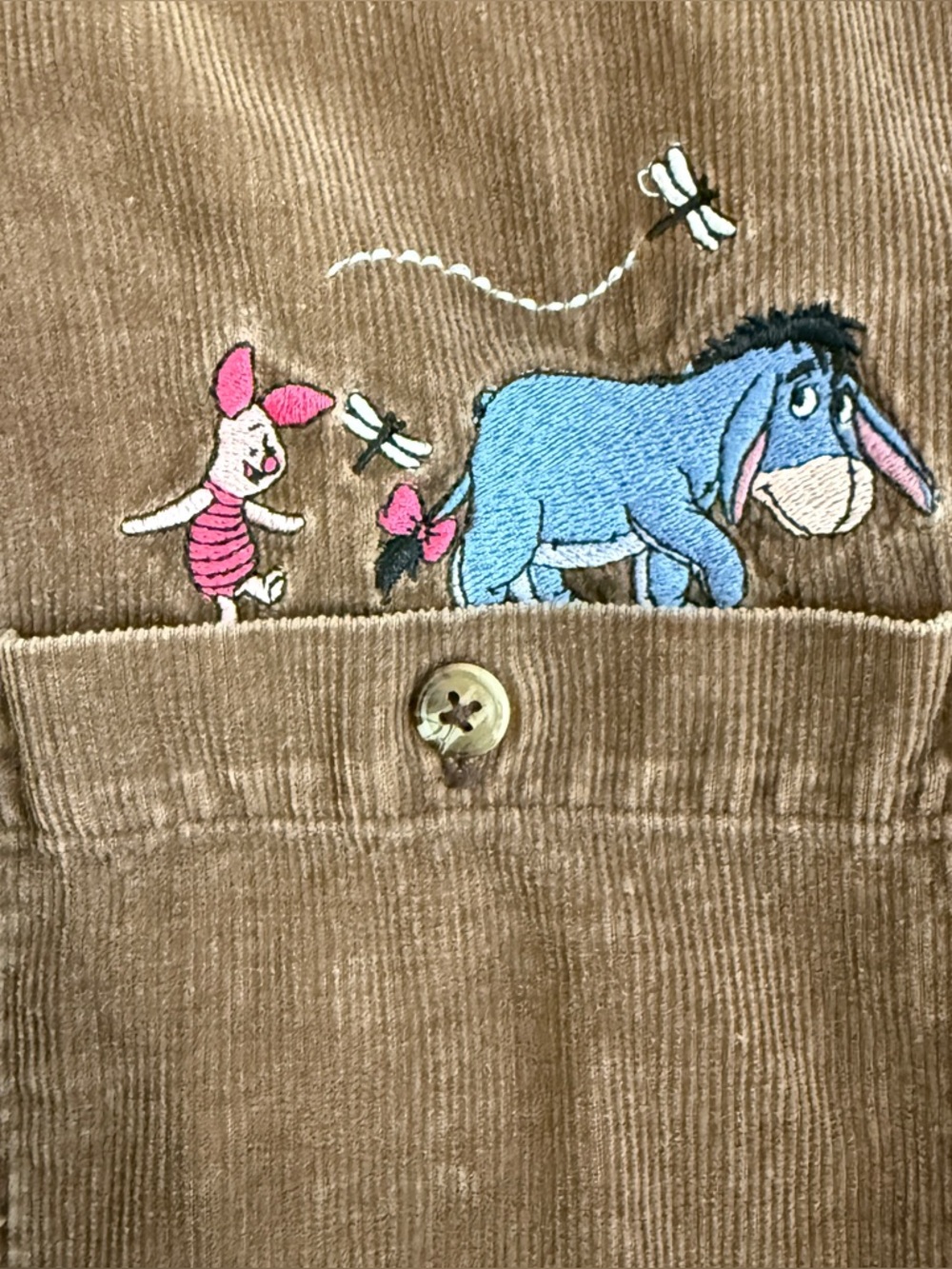 Winnie the Pooh Women’s SM Corduroy Long Sleeve Embroidered Button Down - Picture 4 of 6